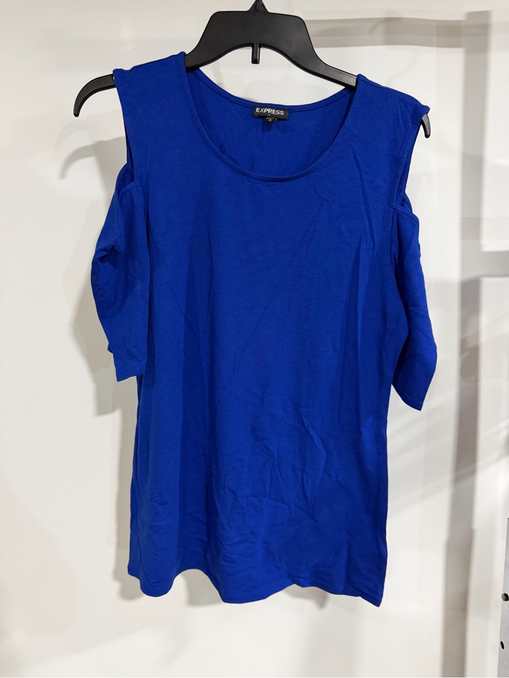 Express Blue Cold-Shoulder Short Sleeve Top